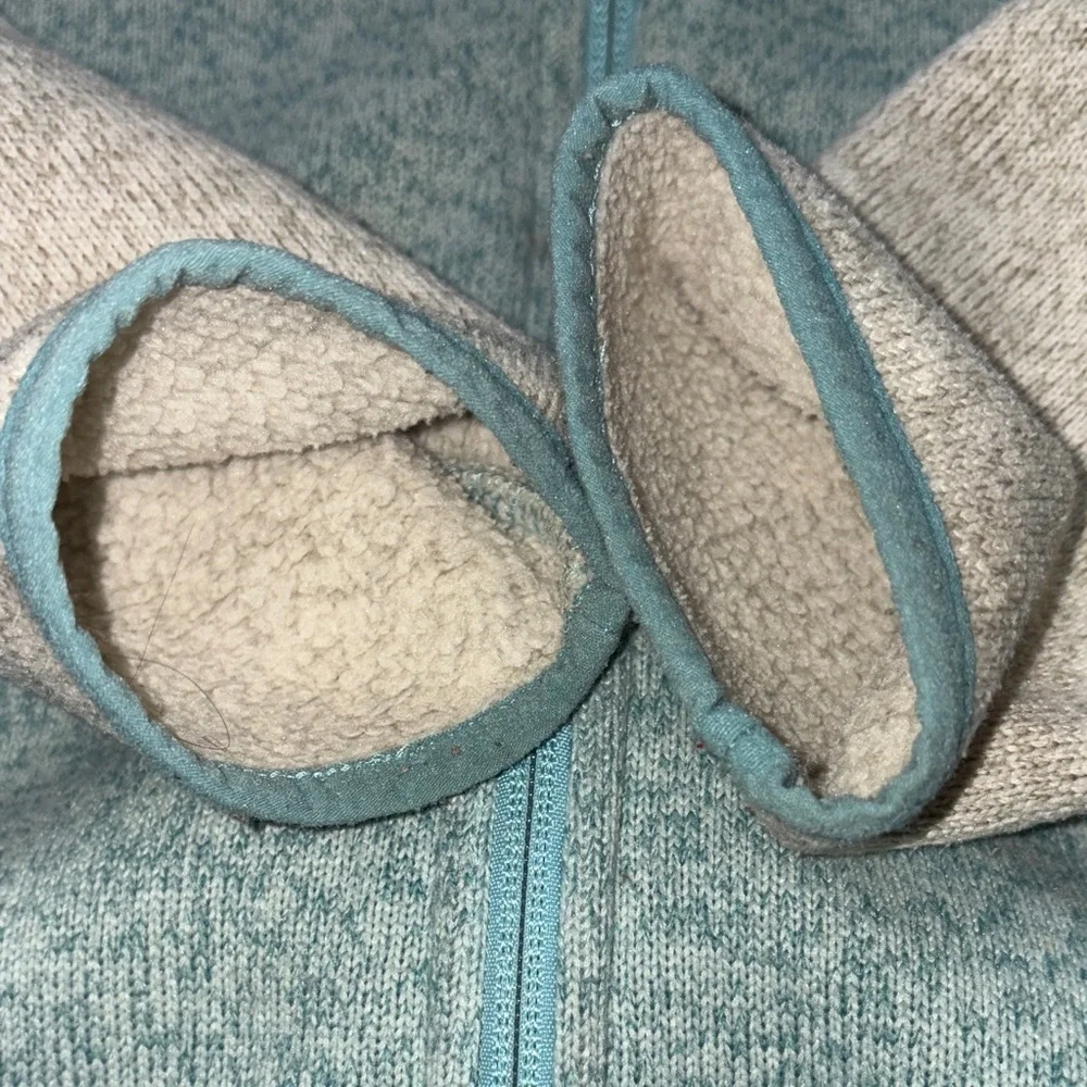 L.L. Bean Kids' Zip-Up Sweater Hoodie in Blue and Cream